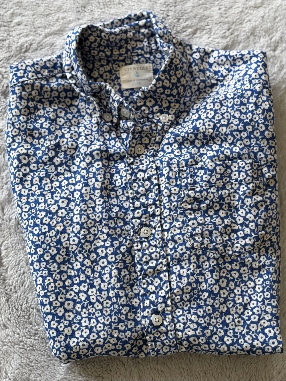 J. Crew Blue Floral Button-Down Shirt, Boys 10